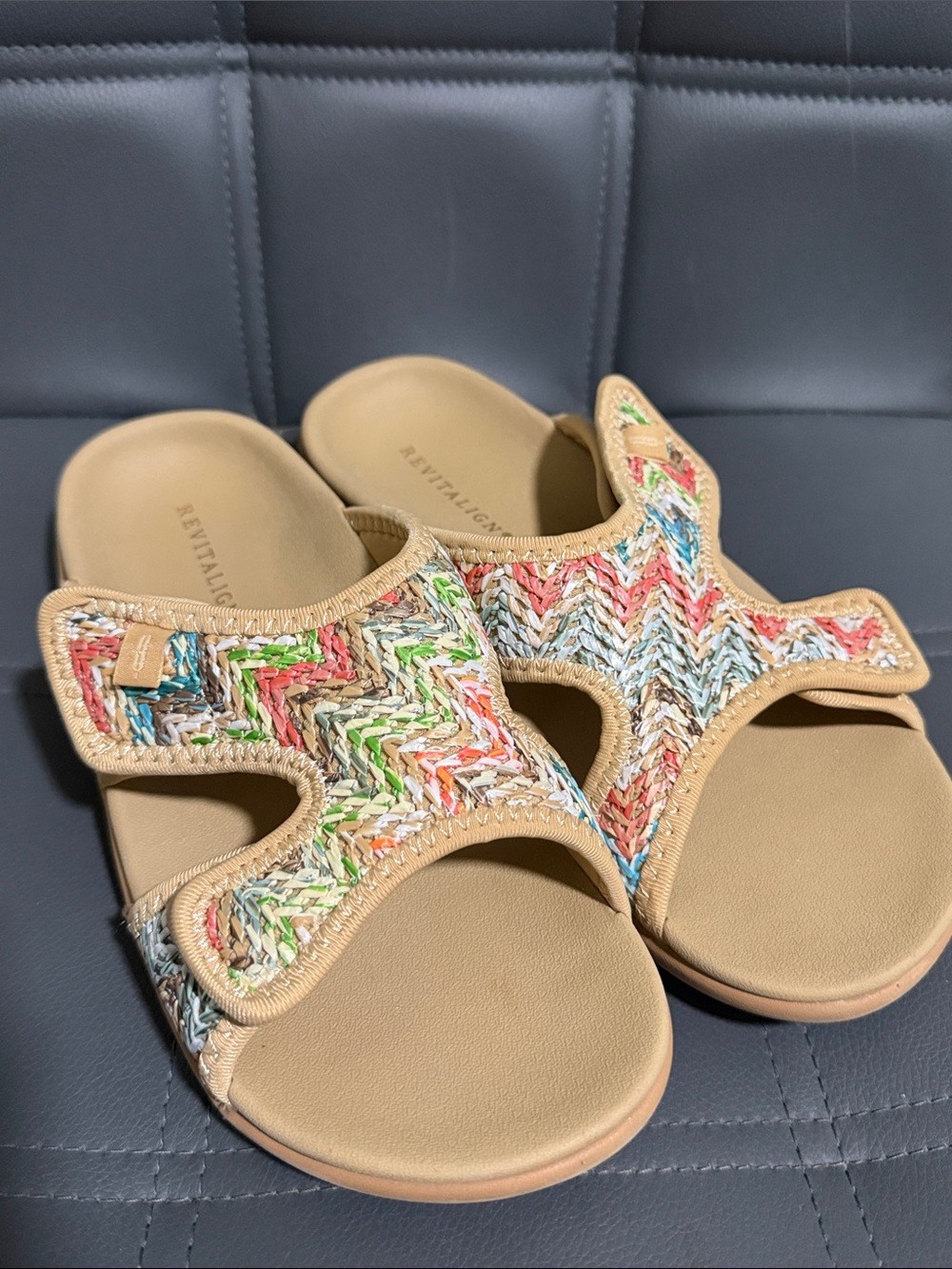 Revitalign Orthotic Adjustable Raffia Sandals - Kholo Capri Size 7B